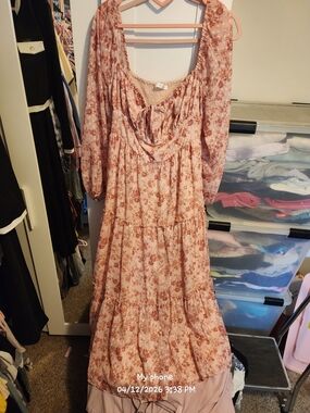 Boho Floral Tiered Maxi Dress - Pink